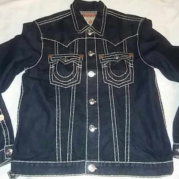 dark blue true religion jean jacket